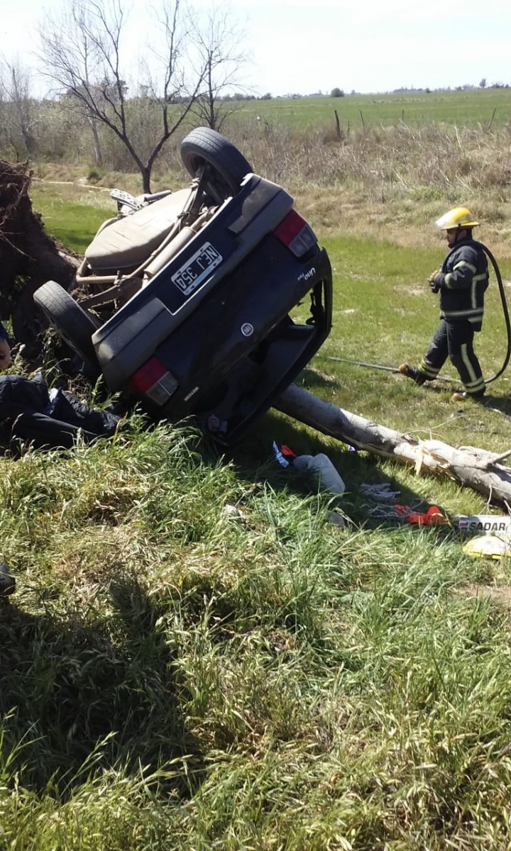 Espectacular accidente en la Ruta 158. Un herido con lesiones severas