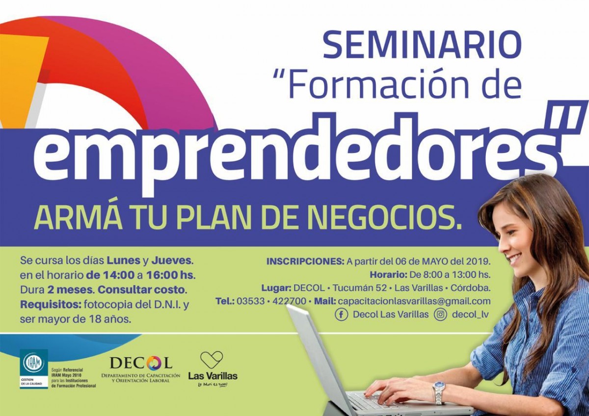 El DeCOL auspicia un Seminario de Formación de Emprendedores