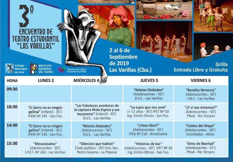 Comienza en Las Varillas el III Encuentro de Teatro Estudiantil