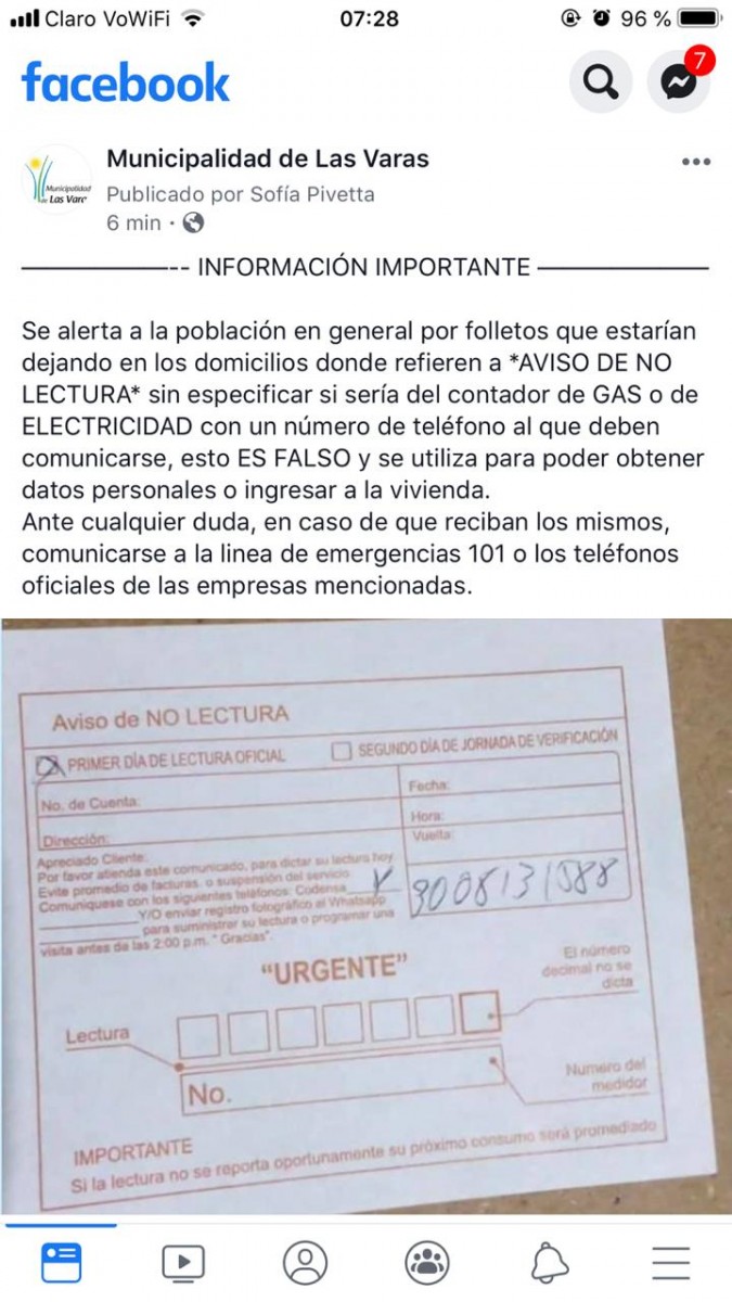 Alertan sobre la circulación de falsos folletos de servicios