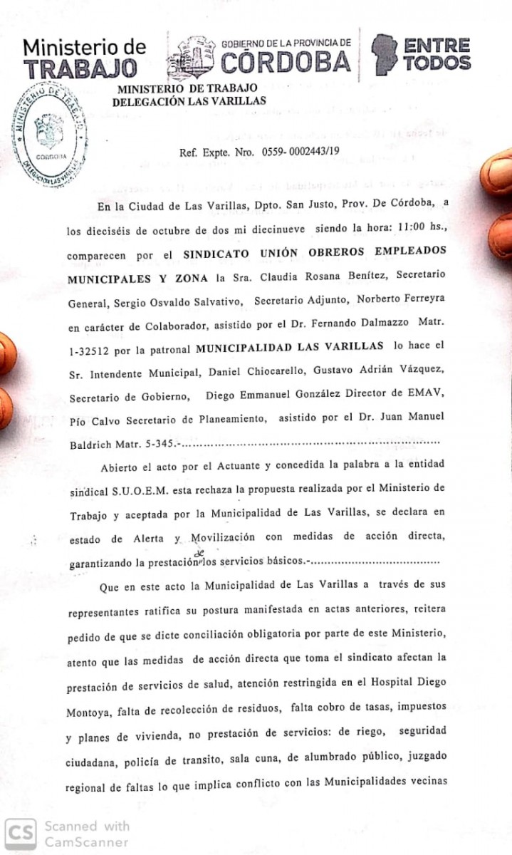 El Suoem rechazó la propuesta del Ministerio de Trabajo y anuncio un paro