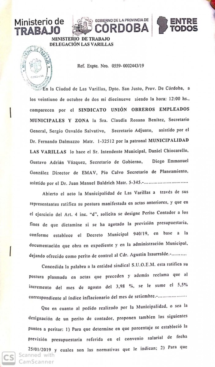 No hubo acuerdo en la primera Audiencia de Conciliación entre el Municipio y el SUOEM