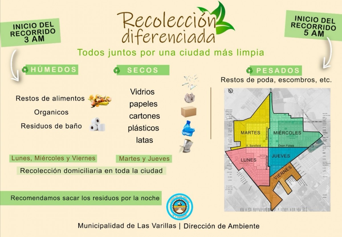 Cronograma de recolección de residuos pesados y diarios
