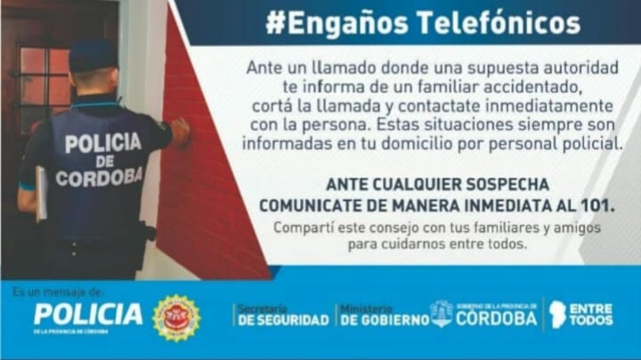 Nuevos intentos de estafas telefónicas en Las Varillas