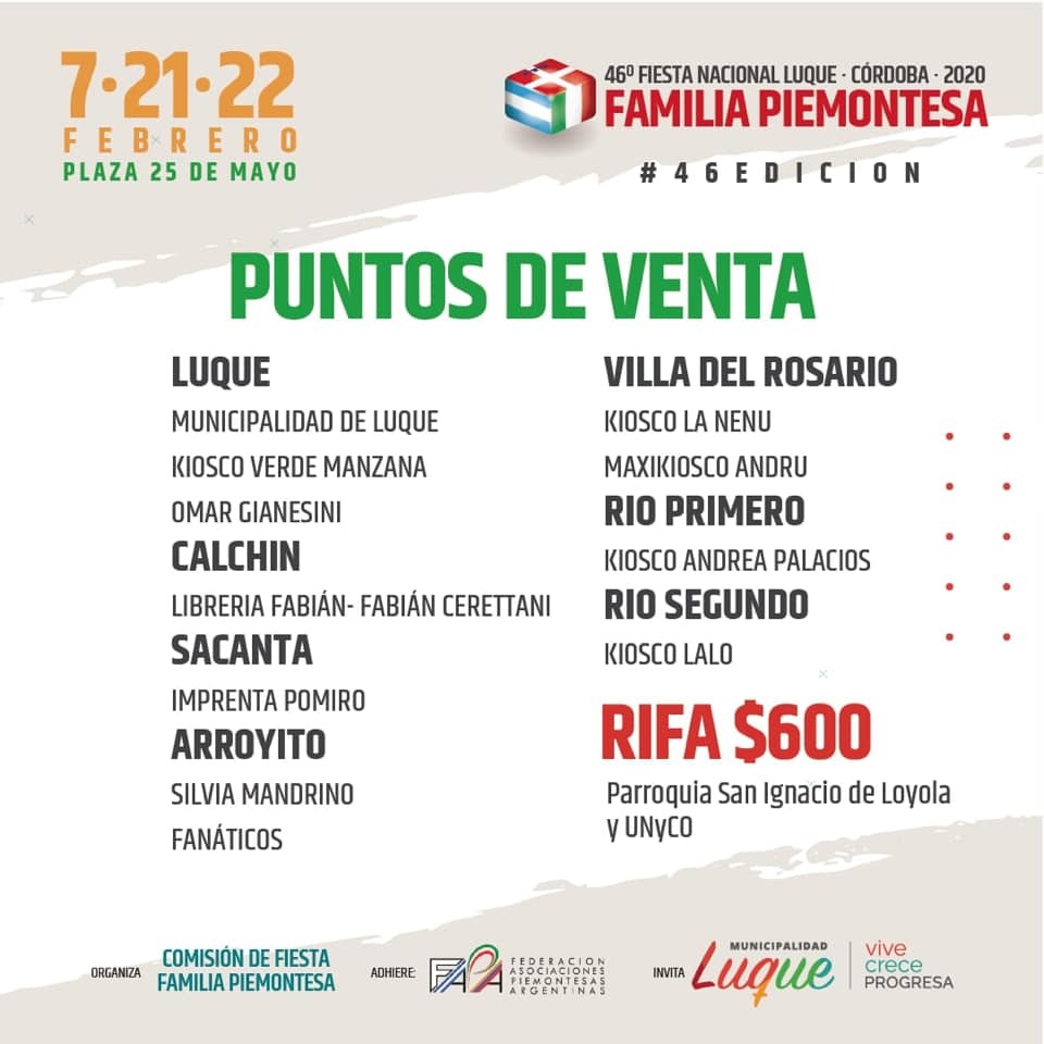 El Indio Rojas, Destino San Javier y La Barra en La Fiesta de La Familia Piemontesa de Luque