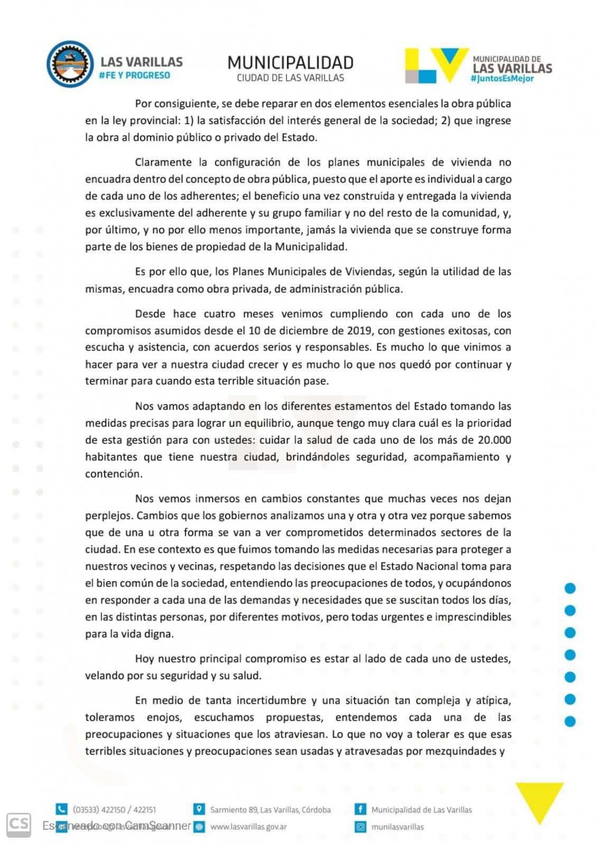 Carta de Daniele: “Bajo ningún punto de vista vamos a permitir que públicamente se desconozcan las gestiones que hemos hecho”