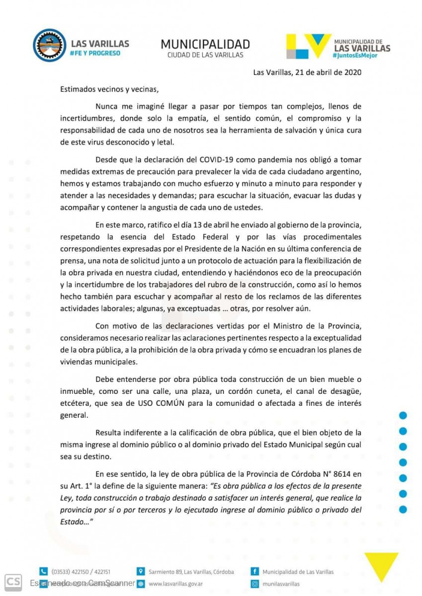 Carta de Daniele: “Bajo ningún punto de vista vamos a permitir que públicamente se desconozcan las gestiones que hemos hecho”