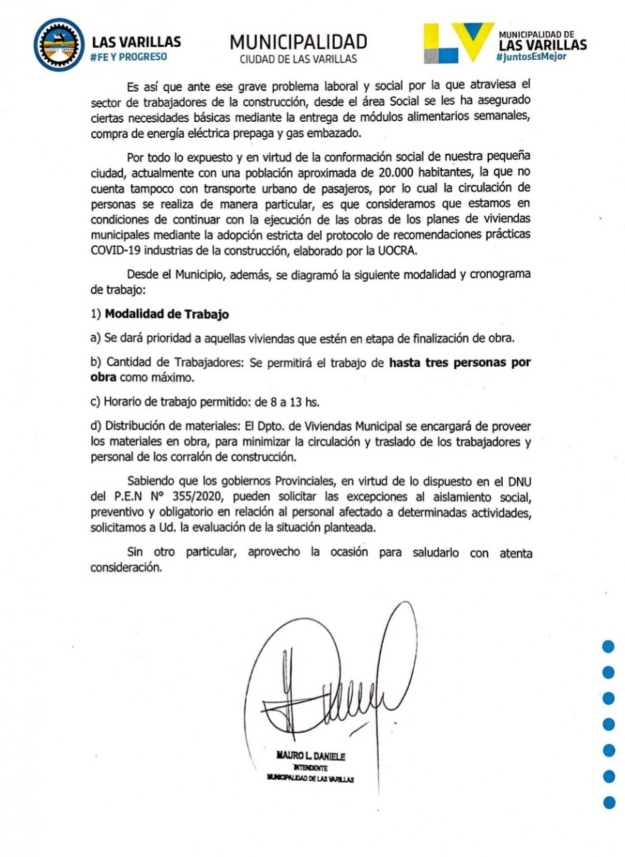 El Municipio presentó nota a la Provincia para flexibilizar la obra privada