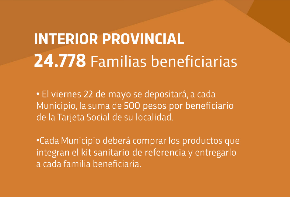 En el interior provincial la entrega de kits de protección contra el Covid-19 a sectores vulnerables la harán los municipios