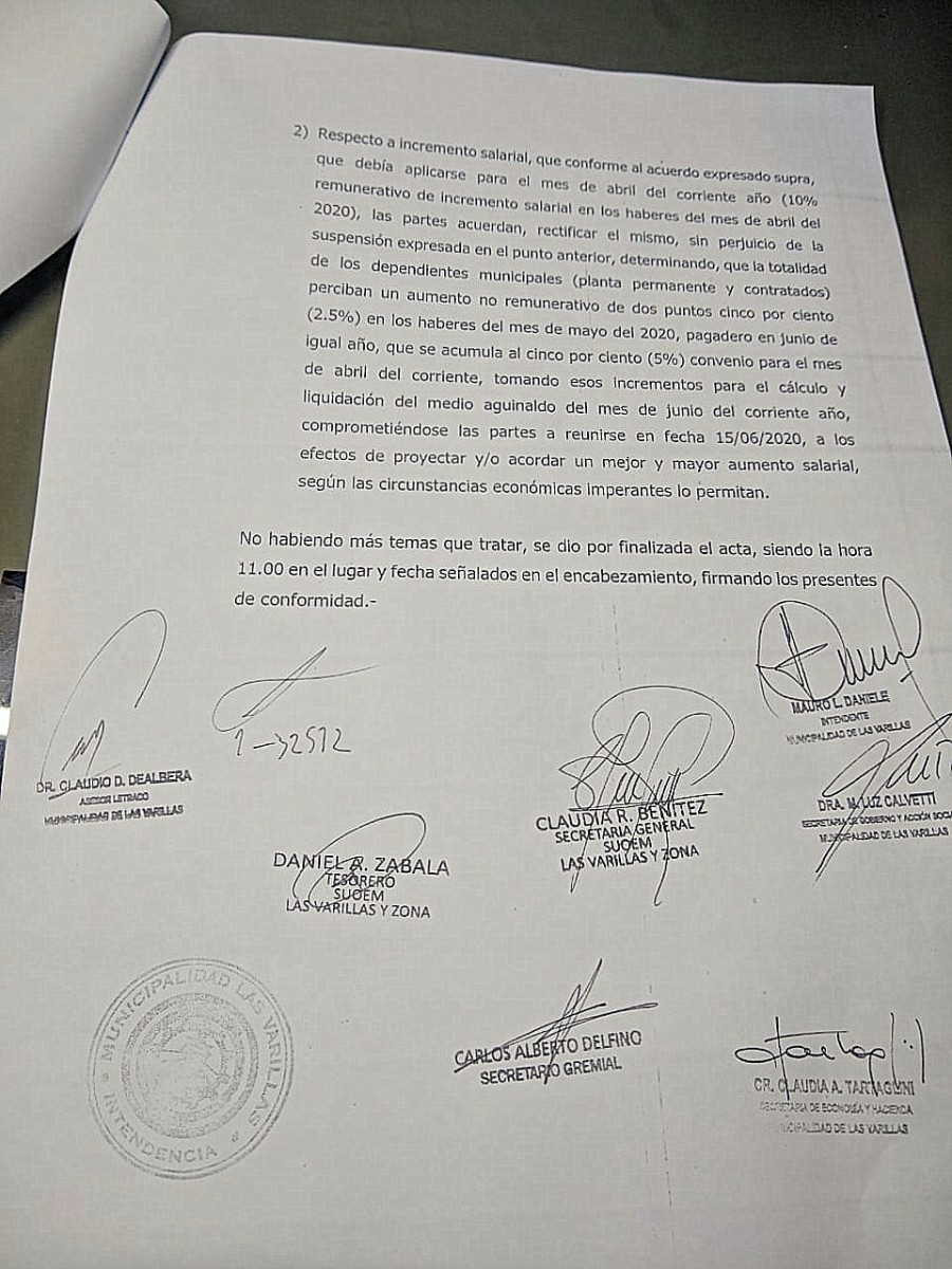 Municipales acordaron un aumento del 2,5% no remunerativo para mayo