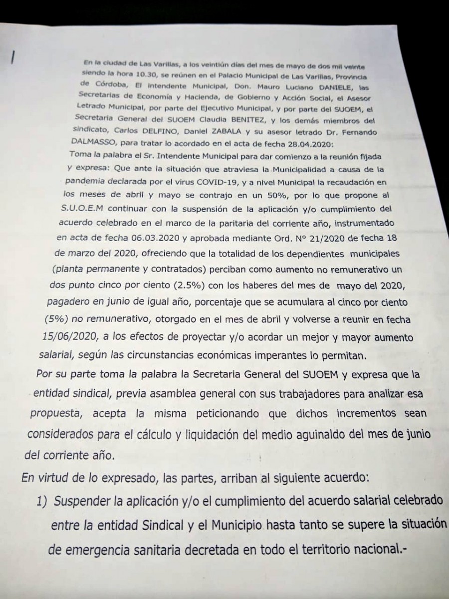 Municipales acordaron un aumento del 2,5% no remunerativo para mayo