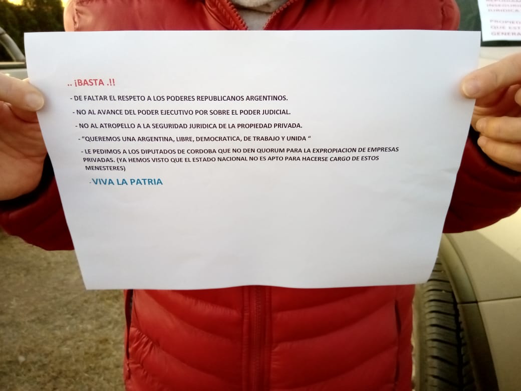 Ruralistas realizaron un bocinazo contra la intervención estatal en Vicentin