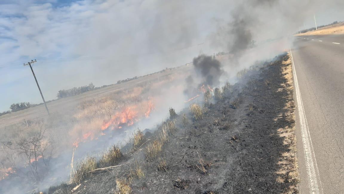Incendio de pastizales en Ruta Provincial Nº 3