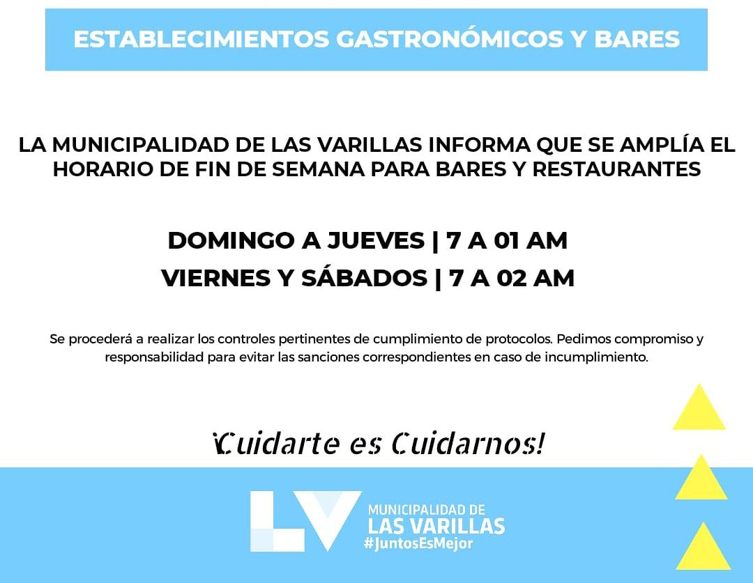 Extienden hasta las 2 hs. el horario de bares y restaurantes durante el fin de semana