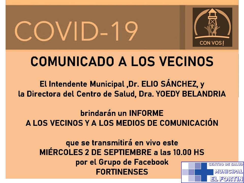 Confirmaron un caso de covid-19 en El Fortín