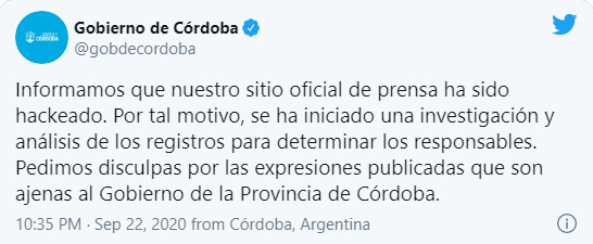 Hackearon el sitio de noticias de la pagina oficial del Gobierno de Córdoba