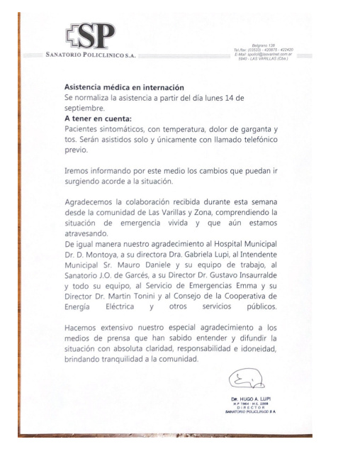El Sanatorio Policlínico reabrirá sus puertas desde mañana