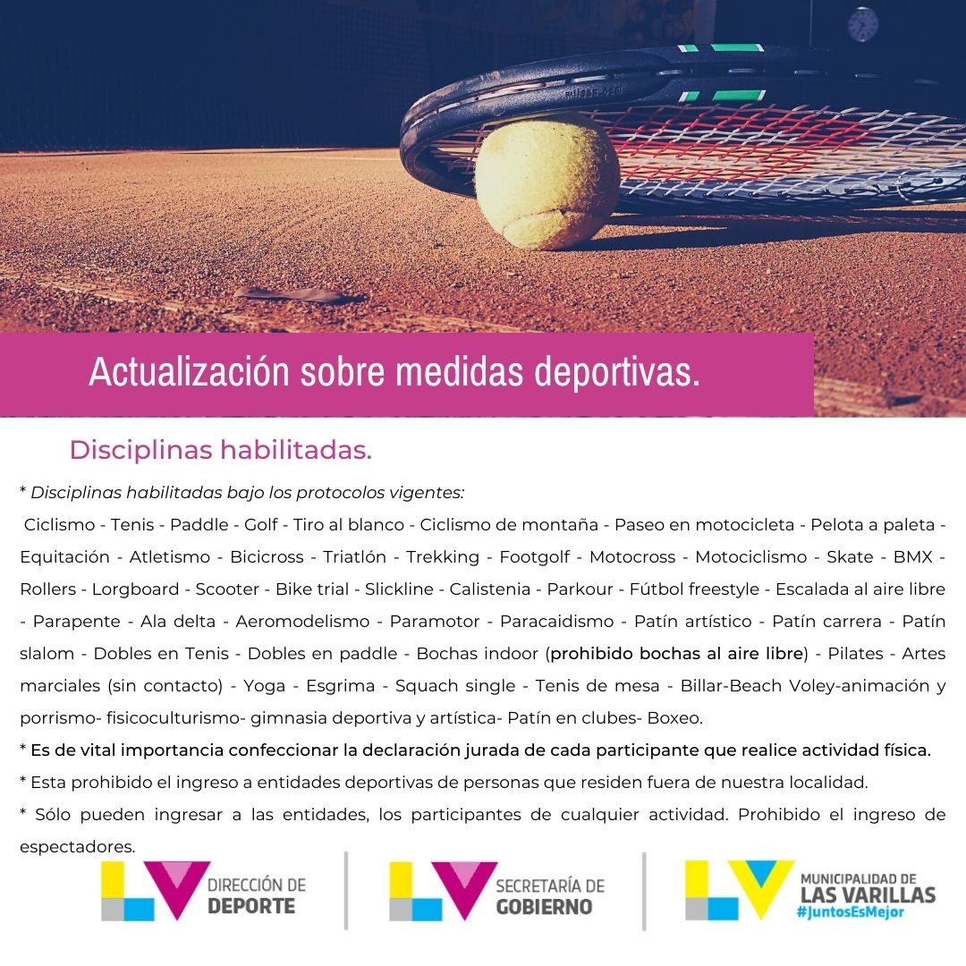 Covid: disciplinas deportivas habilitadas