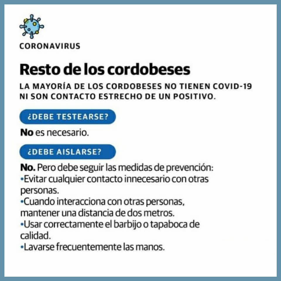 Quienes deben testearse y aislarse en Córdoba? enterate aquí