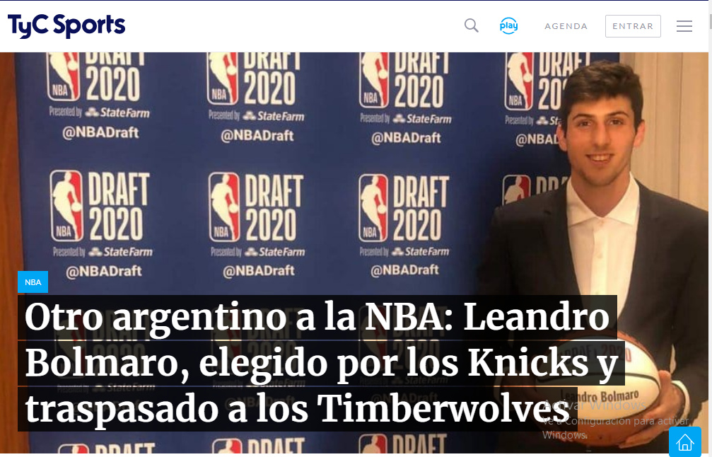 Leandro Bolmaro es NBA, repercusiones en los medios del país y el mundo