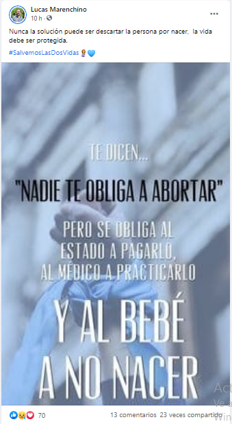 Repercusiones en Las Varillas por la aprobación del aborto legal