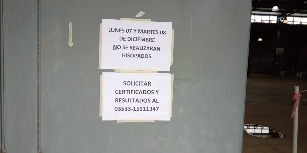 No se realizarán hisopados los días lunes y martes próximos