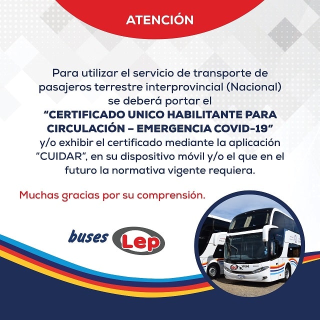 Buses Lep vuelve a operar en su servicio de transporte de pasajeros desde el 15 de diciembre