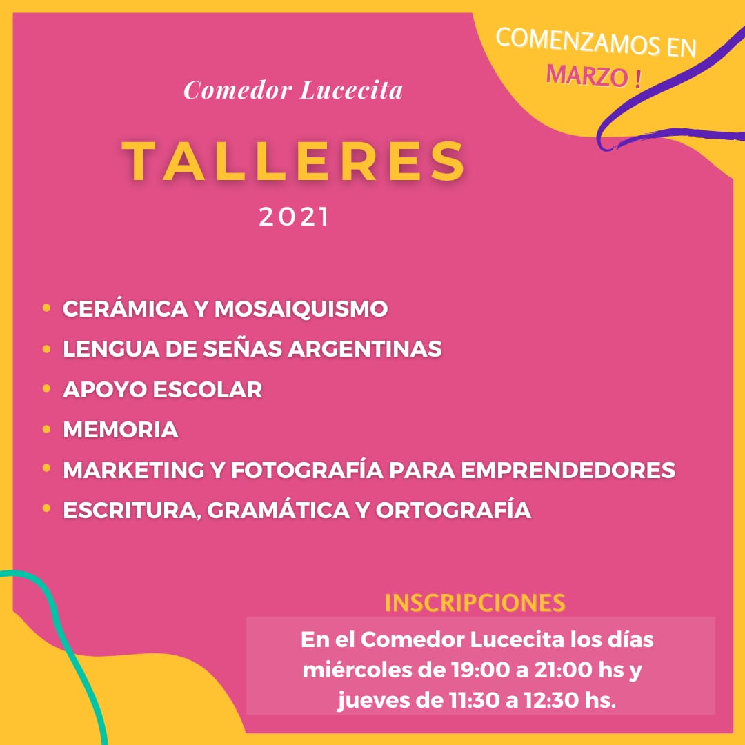 Comienzan los talleres en el Comedor Lucecita