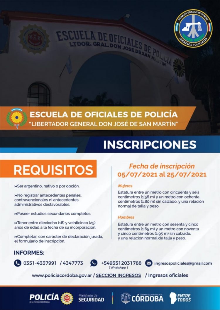 Convocan a interesados en formar parte de la Policía de la Provincia