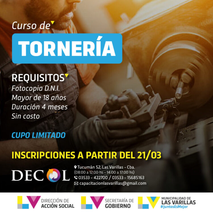 El DeCOL abre inscripciones para capacitaciones en oficios