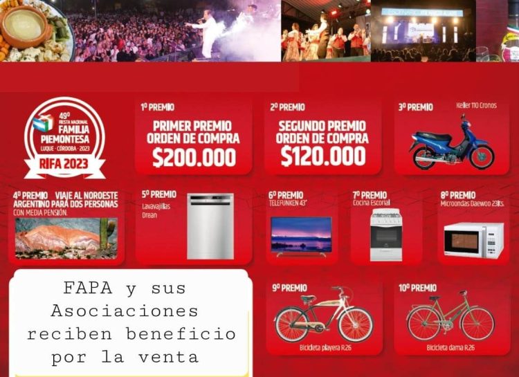 Ganadores de la Rifa de la “49° Fiesta Nacional de la Familia Piemontesa”