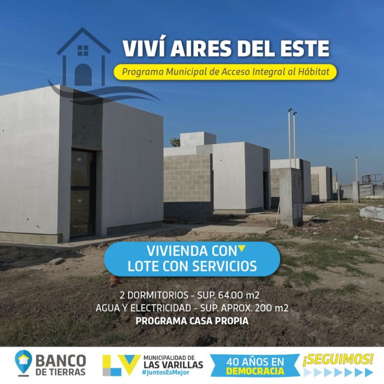 Anunciaron la fecha de apertura para las inscripciones a viviendas y terrenos del loteo Aires del Este.