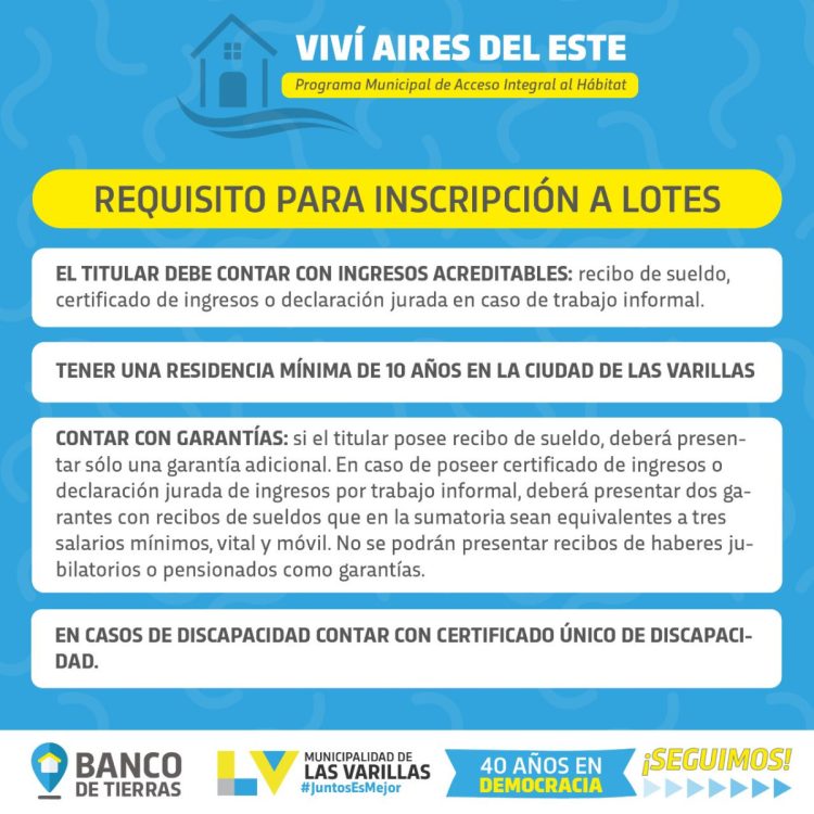 Anunciaron la fecha de apertura para las inscripciones a viviendas y terrenos del loteo Aires del Este.