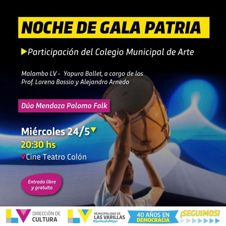 Invitan a la Noche de Gala y acto conmemorativo de la Revolución de Mayo