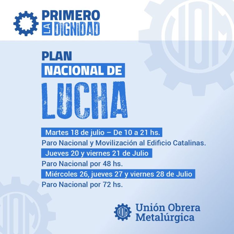Sin acuerdo salarial, metalúrgicos programan  Plan de Lucha nacional