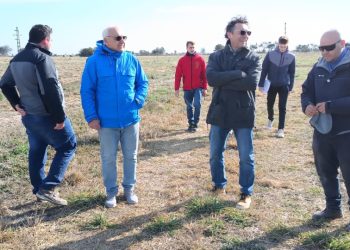 Operarios de EPEC inspeccionan obras de electricidad en el Parque Industrial