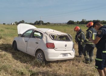 Vuelco en solitario en la RP 13. Heridas leves
