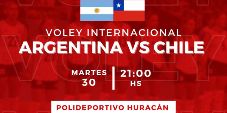 Voley internacional, Argentina- Chile en el Polideportivo de Huracán
