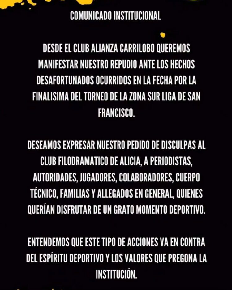 Comunicados de los clubes Filodramático y Alianza Carrilobo