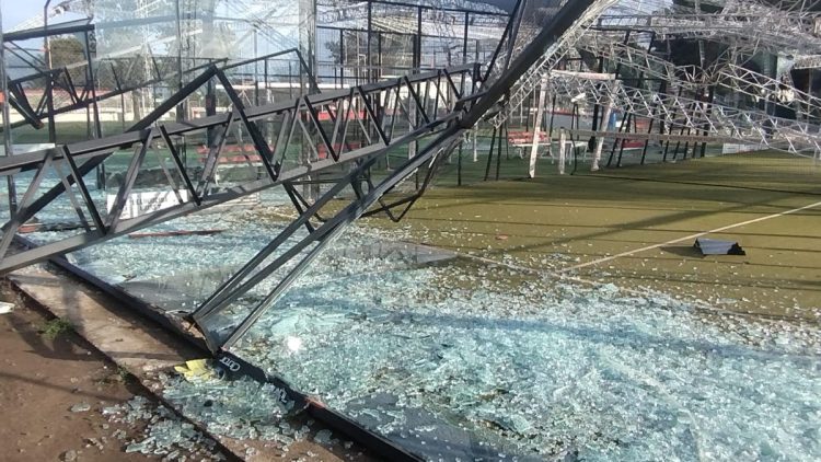 Temporal: severos daños en las canchas de pádel del Huracán