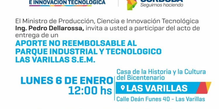 La Provincia entregará aporte para el Parque Industrial de Las Varillas