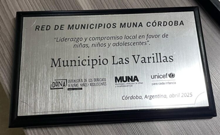 La Municipalidad local fue distinguida por Unicef Argentina