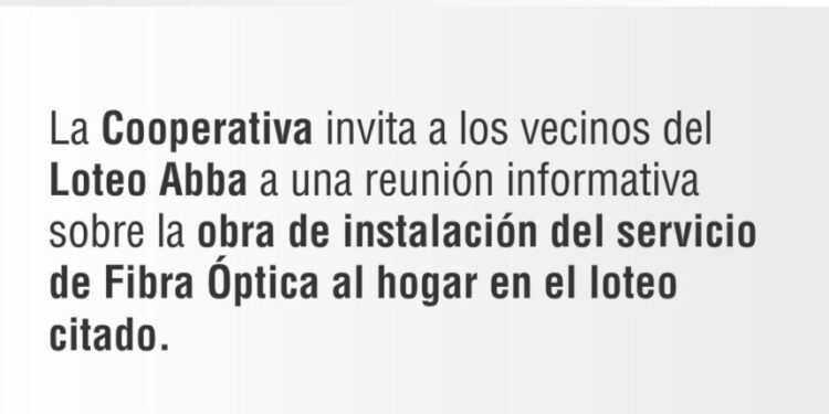 Reunión por instalación de fibra óptica