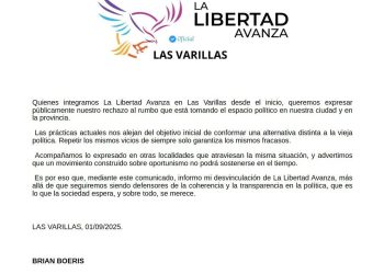 Brian Boeris se desvinculó de la Libertad Avanza