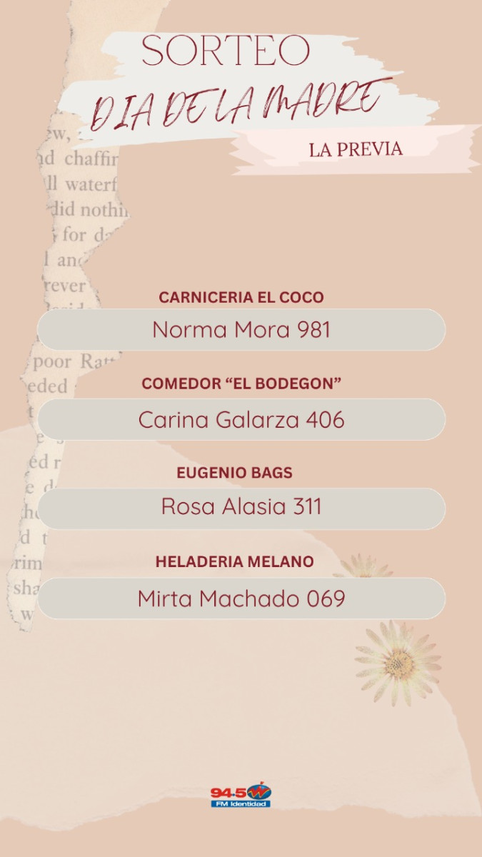 Ganadoras Mega Concurso Día de la Madre (Actualizado Sábado 16 hs)