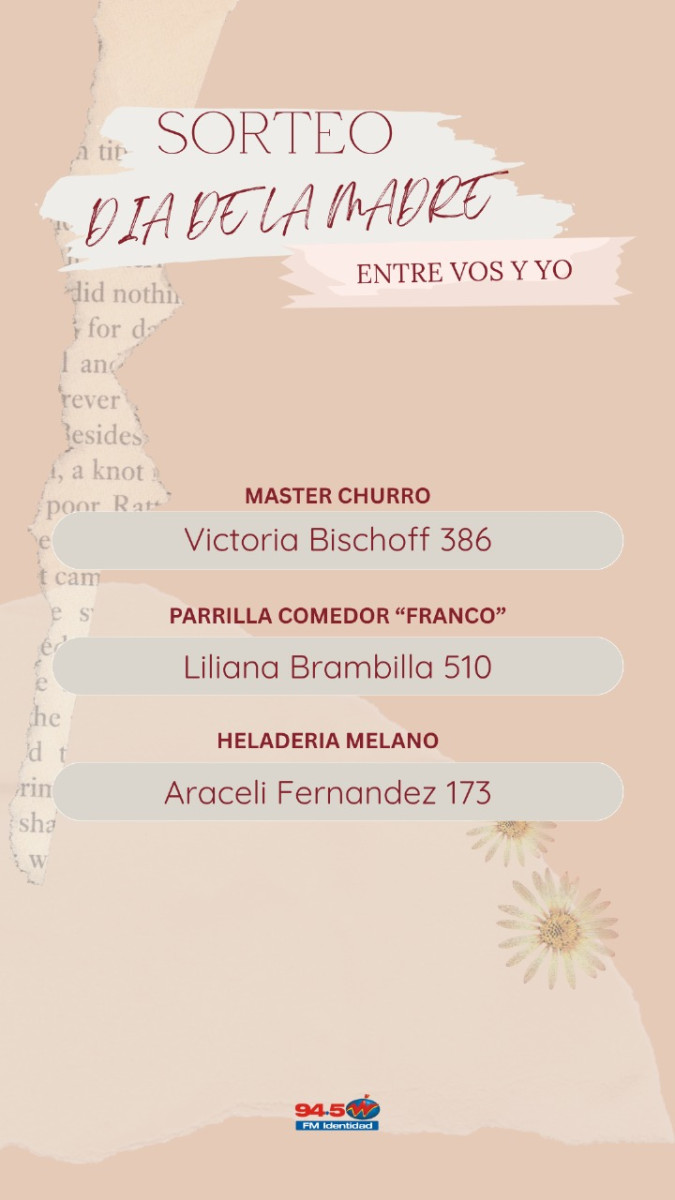 Ganadoras Mega Concurso Día de la Madre (Actualizado Sábado 16 hs)