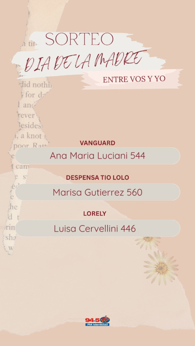 Ganadoras Mega Concurso Día de la Madre (Actualizado Sábado 16 hs)