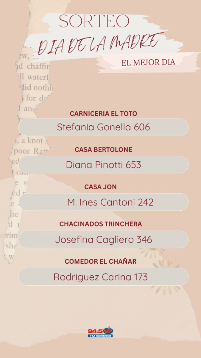 Ganadoras Mega Concurso Día de la Madre (Actualizado Sábado 16 hs)