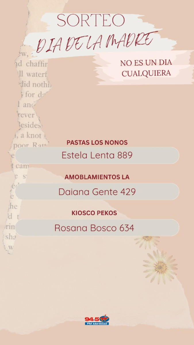 Ganadoras Mega Concurso Día de la Madre (Actualizado Sábado 16 hs)