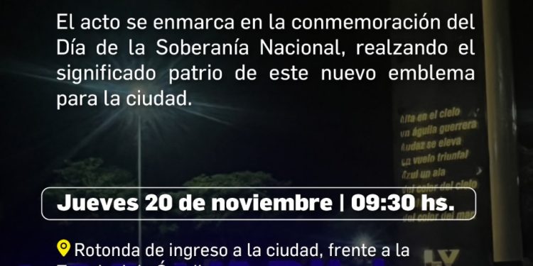 Inauguran mástil emplazado en la Rotonda de acceso a la ciudad